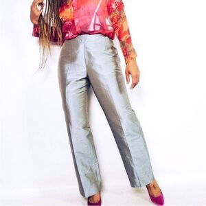 Talbots Pure 100% Silk Shantung Powder Blue Pant Suit Set 10 Pants & 6 Blazer